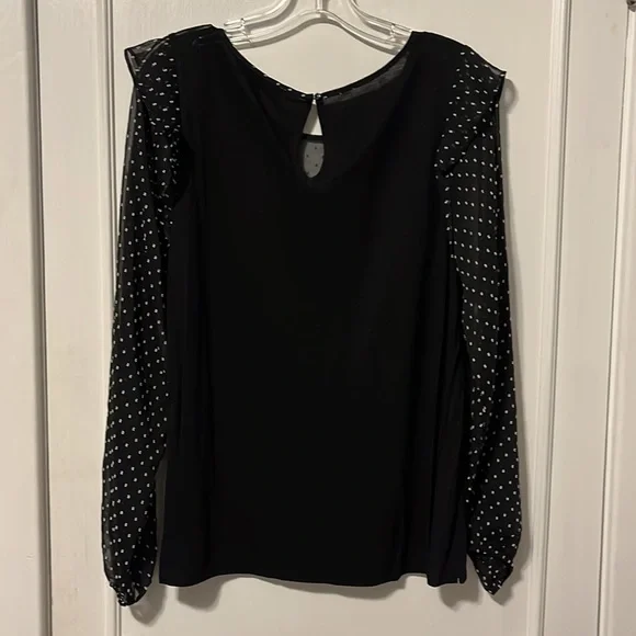 NWT LOFT blouse, ruffle on each shoulder, elastic cuff, lightweight, sheer, NWT - Picture 3 of 4